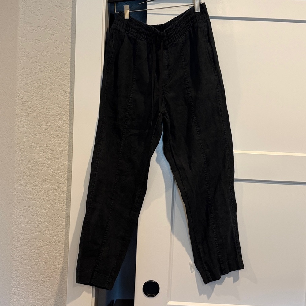 ATHLETA WOMANS  100% LINEN  WIDE LEG CROP PANTS SZ S. ATHLEISURE BEACH